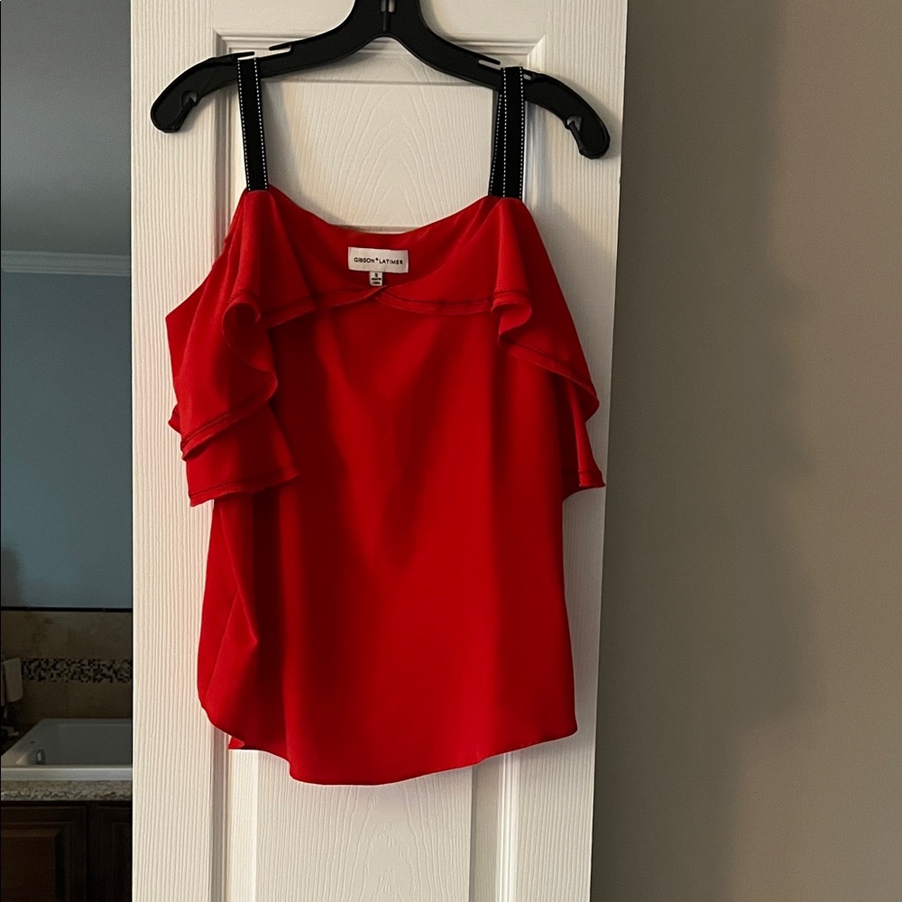 Carmen Marc Valvo Red Ruffle Camisole